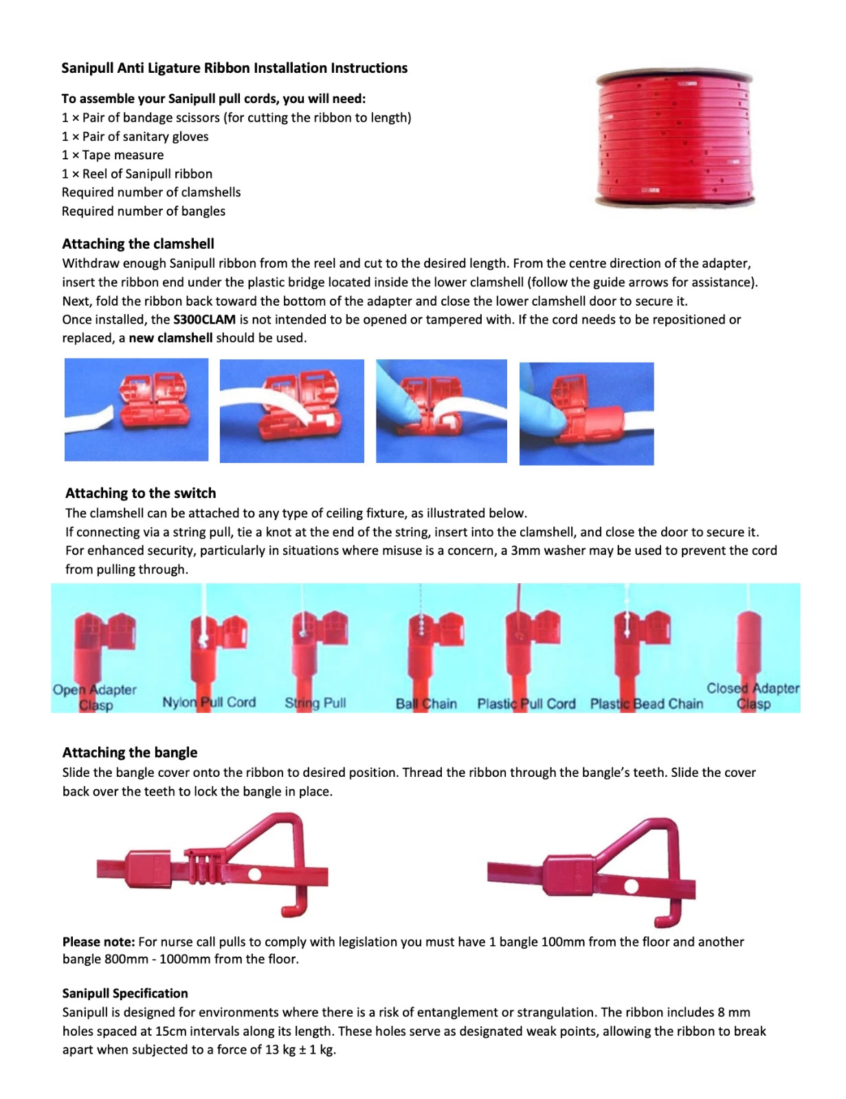 Nurse Call Pull Cord – Anti-Ligature, Hygienic & Wipeable Replacement
