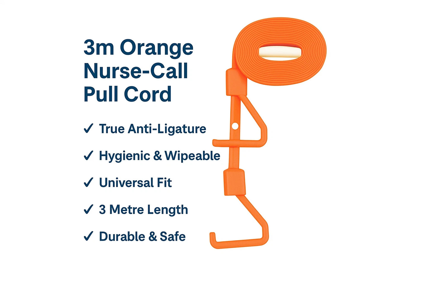 Nurse Call Pull Cord – Anti-Ligature, Hygienic & Wipeable Replacement